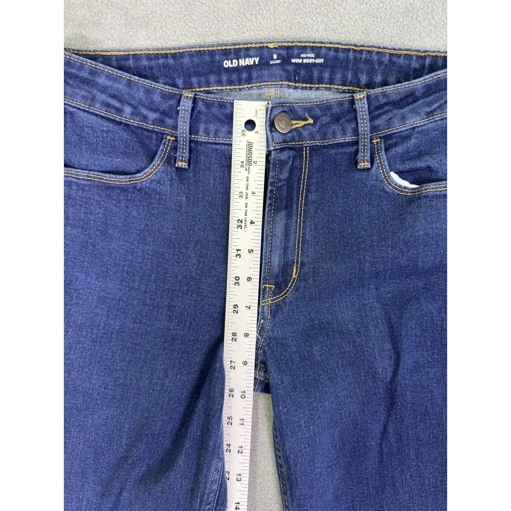 Old Navy Jeans Womens 8 Short Blue Dark Wash Mid Rise Wow Bootcut Stretch